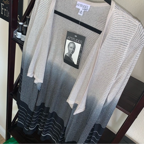 NWT Attitudes By Renee Open Front Cascading Cardigan - Picture 3 of 13
